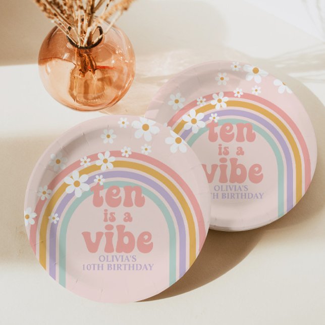 Assiettes En Carton Rainbow Pastel Ten est un Vibe 10e anniversaire (Créateur téléchargé)