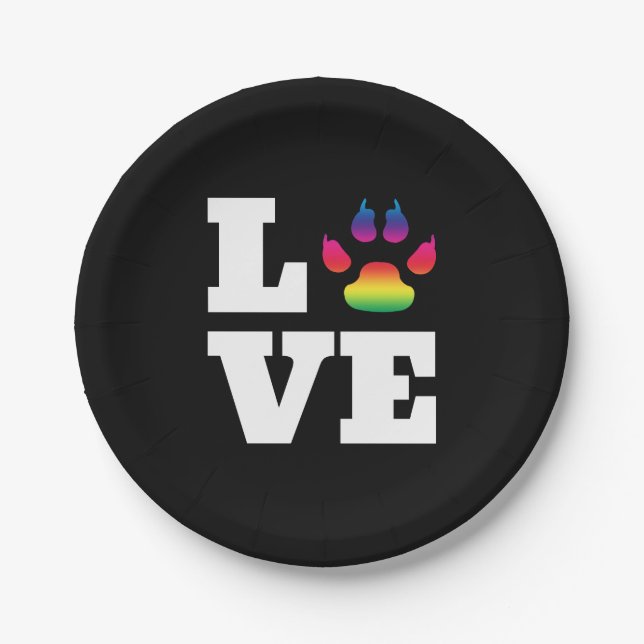Assiettes En Carton Rainbow paw (Devant)
