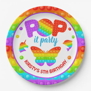 Assiettes En Carton Rainbow Pop It Fidget Toy Anniversaire