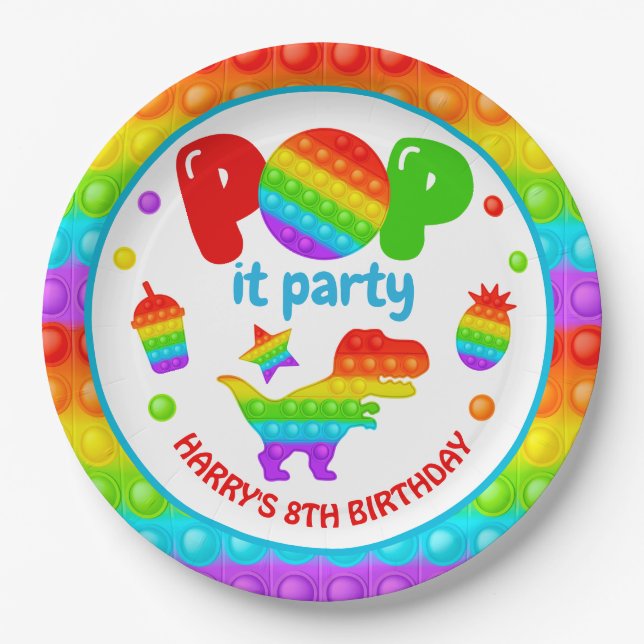 Assiettes En Carton Rainbow Pop It Fidget Toy Anniversaire (Devant)