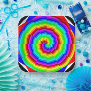 Assiettes En Carton Rainbow Spiral par Kenneth Yoncich