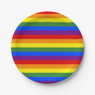 Assiettes En Carton Rainbow Stripe Motif Pride Party