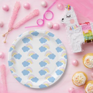 Assiettes En Carton Rainbow Summer Nuages Pastel Scribble Doodle