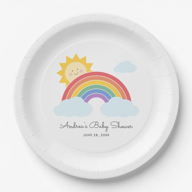Assiettes En Carton Rainbow Sunshine Baby shower ou anniversaire (Devant)