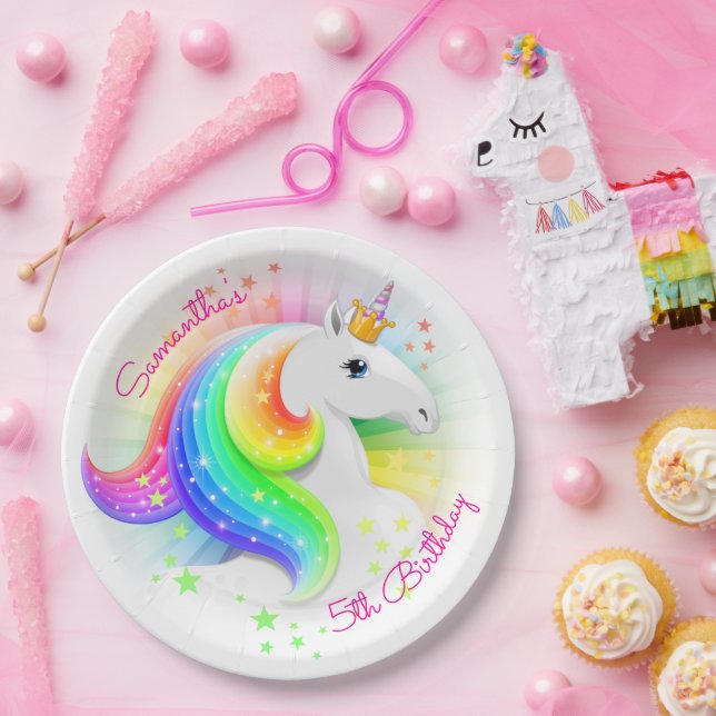 Assiettes En Carton Rainbow Unicorn Party (Fête)