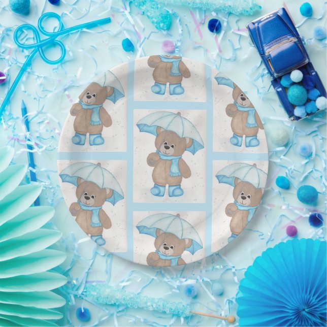 Assiettes En Carton Rainy Daze Teddy Bear (Fête)