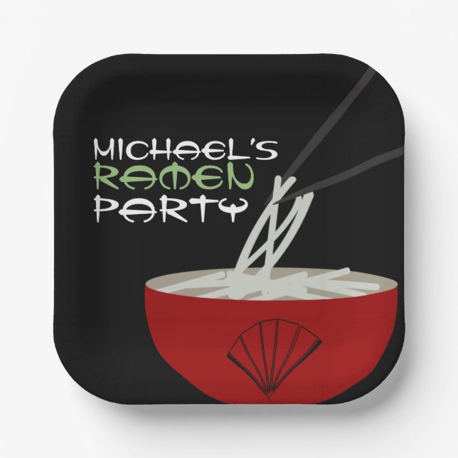 Assiettes En Carton Ramen Noodles Asian Bowl Party (Recto)