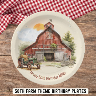 Assiettes En Carton Ranch rustique ferme 50e plaque de papier d'annive