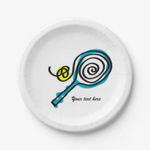 Assiettes En Carton Raquette de tennis mignonne personnalisée Plaques