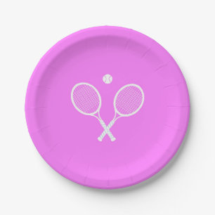 Assiettes En Carton Raquettes de tennis Partie rose profonde