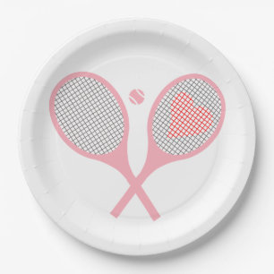 Assiettes En Carton Raquettes De Tennis Pastel Heart Et Design De Ball