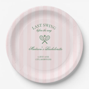 Assiettes En Carton Raquettes de tennis vertes Shower de mariage rayé