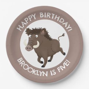 Assiettes En Carton Rasoir sanglier personnalisé dessin animé annivers