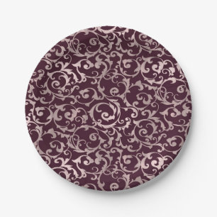 Assiettes En Carton Raspberry & Rose Gold Elegant Princesse Mariage
