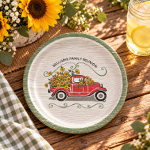 Rassemblement de famille camionnette rouge vintage
