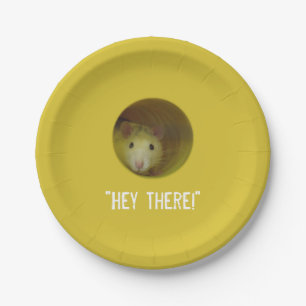 Assiettes En Carton Rat mignon chez l'animal drôle de trou