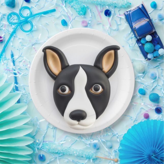 Assiettes En Carton Rat Terrier Chien 3D Inspiré (Fête)