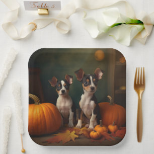 Assiettes En Carton Rat Terrier Chiot Automne Citrouille délice
