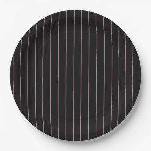Assiettes En Carton rayé noir et rose