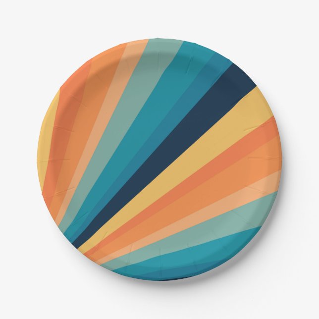 Assiettes En Carton Rayons solaires rétro (Devant)