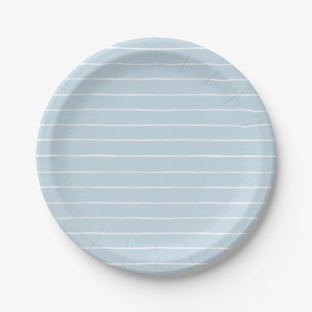 Assiettes En Carton Rayure aquarelle bleue (Devant)