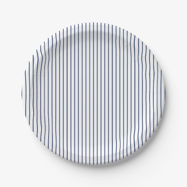 Assiettes En Carton Rayure bleue fine simple (Devant)