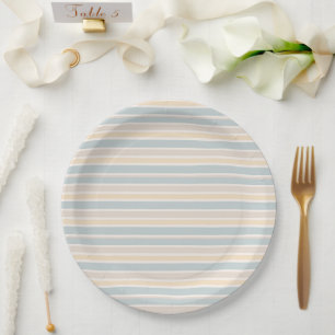 Assiettes En Carton Rayure Côtière Hamptons
