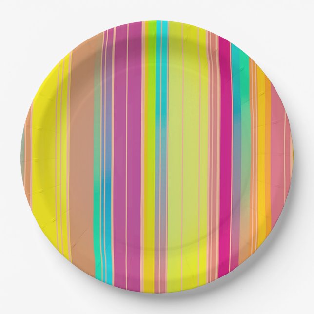 Assiettes En Carton Rayures (Devant)