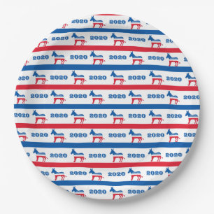 Assiettes En Carton Rayures 2020 patriotiques d'âne de Démocrate