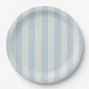 Assiettes En Carton Rayures bleu clair
