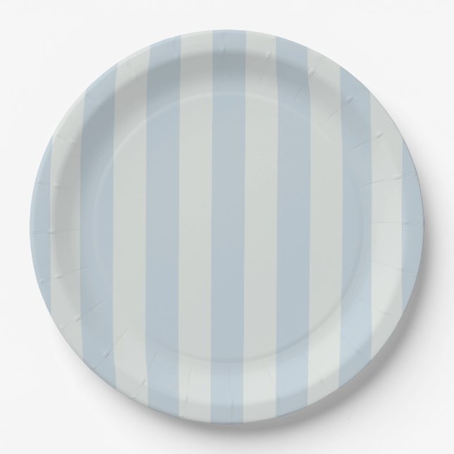 Assiettes En Carton Rayures bleu clair (Devant)