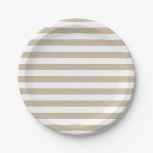 Assiettes En Carton Rayures Brown et blanches claires