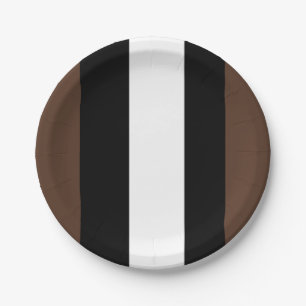Assiettes En Carton rayures Brown, noir et blanc