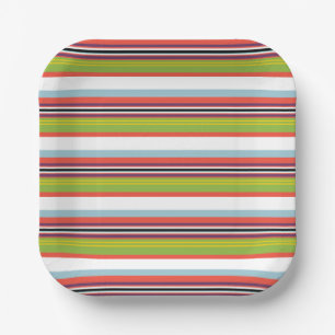 Assiettes En Carton Rayures colorées magiques