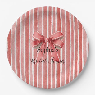 Assiettes En Carton Rayures de canne à bonbons rose rouge noeud papill