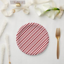 Assiettes En Carton Rayures de Canne à Sucre de Noël