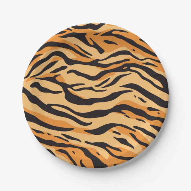 Assiettes En Carton Rayures de tigre (Devant)