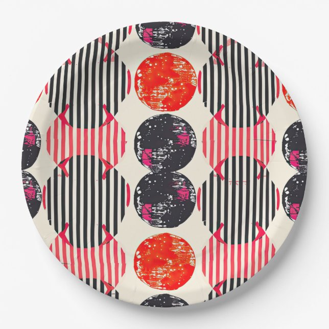 Assiettes En Carton Rayures de tranche de citron bold (7) (Devant)