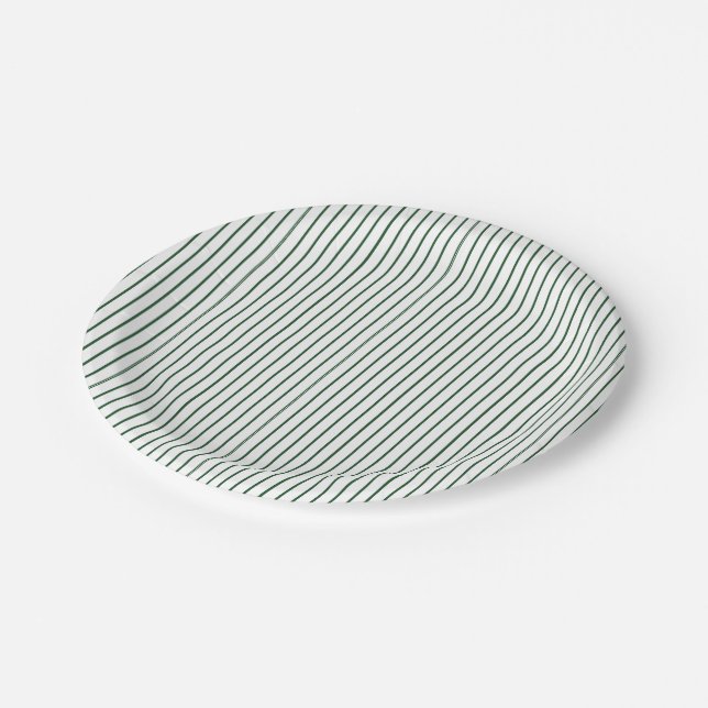 Assiettes En Carton Rayures fines vertes simples (Angle)