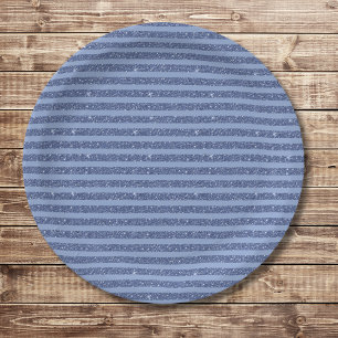 Assiettes En Carton Rayures horizontales de style paillettes indigo fo
