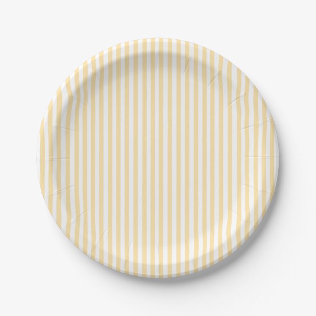 Assiettes En Carton Rayures Jaune Pastel (Devant)