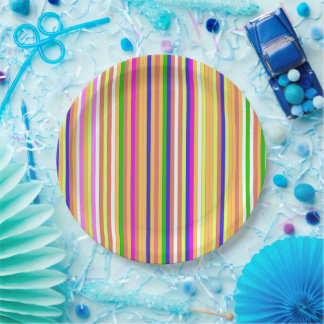 Assiettes En Carton Rayures Joyeuses