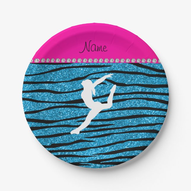 Assiettes En Carton Rayures nommées de zèbre de parties scintillantes (Devant)