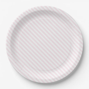 Assiettes En Carton Rayures roses et blanches - plaques à papier