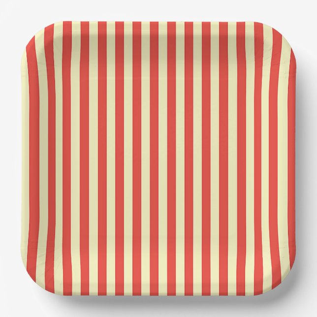 Assiettes En Carton Rayures rouges (Recto)
