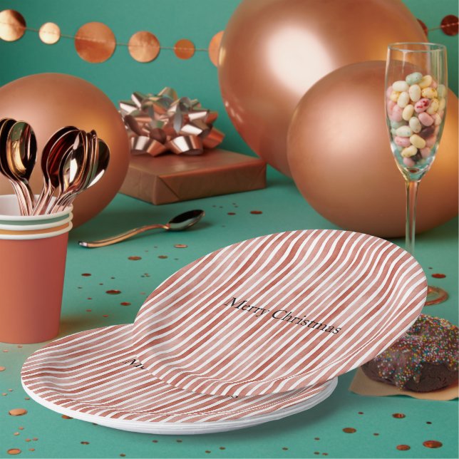 Assiettes En Carton Rayures rouges et blanches de Noël (Multi)