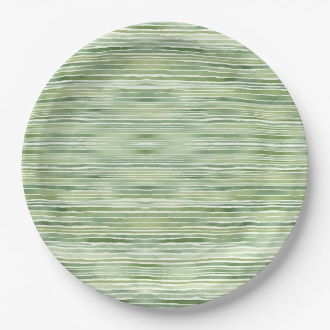 Assiettes En Carton Rayures Vertes  (Devant)