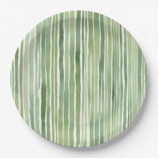 Assiettes En Carton Rayures Vertes
