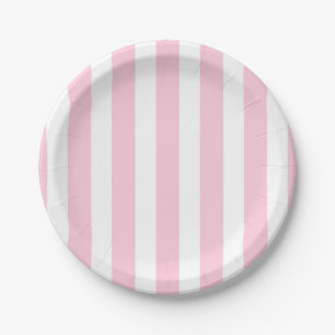 Assiettes En Carton Rayures verticales rose et blanc shabby chic