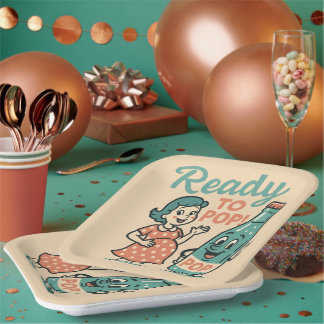 Assiettes En Carton Ready to Pop Retro 1950s Maternity Baby Shower